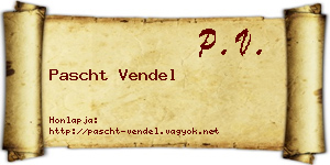 Pascht Vendel névjegykártya